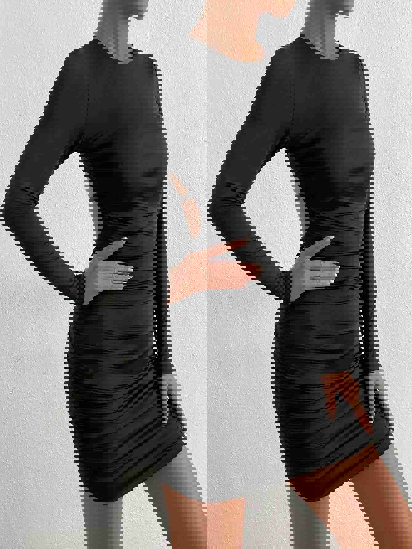 Nukty Long Sleeve Black Sexy Midi Dress for Women - Backless Club Party Nightclub Dress