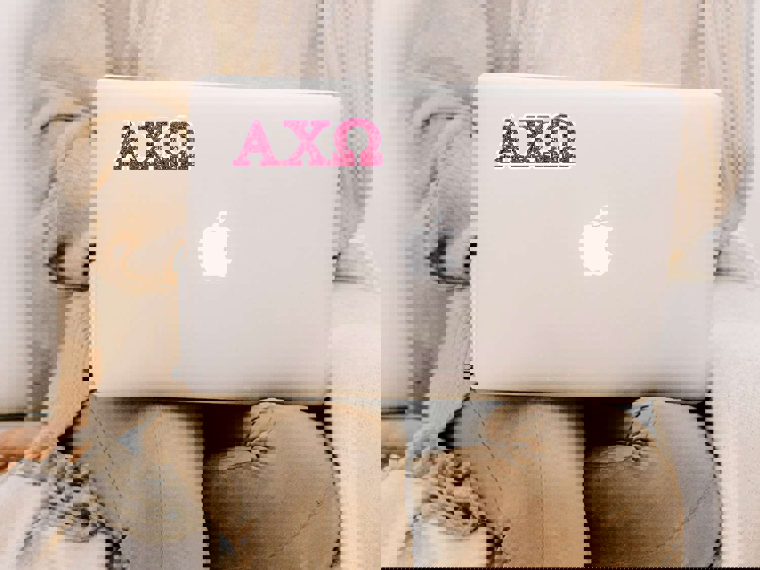 Alpha Chi Omega Vinyl Sticker - Pink Sequin Sorority Decal