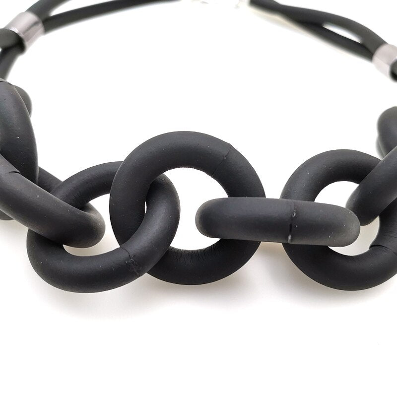 YD&YDBZ Punk Pendant Necklace for Women - Rubber Choker with Geometric Design