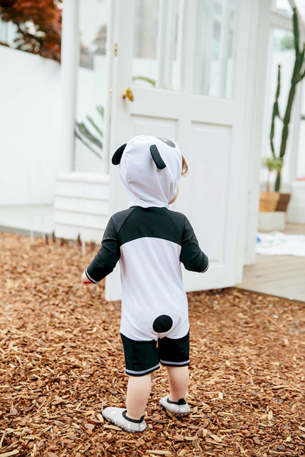 Baby Panda Hoodie Baby 3/4 Sleeve Swimsuit with UPF 50+ UV Protection