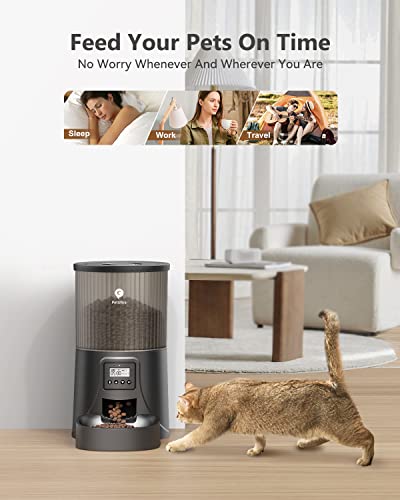 PETULTRA Automatic Cat Feeders, 4L Programmable Pet Dry Food Dispenser with Dual Power Supply