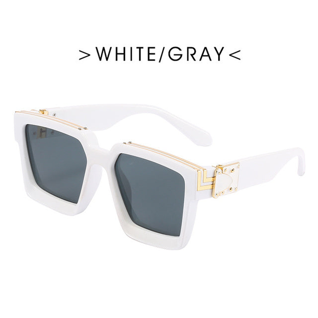 Fashion Trend Big Frame Sunglasses for Women - Green Marble Print UV400 Protection