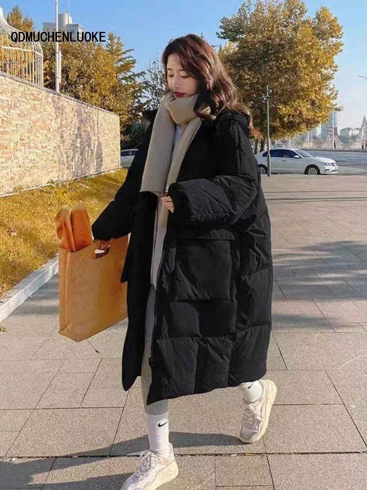 Nukty Winter Jacket for Women - Korean Style Fashion Loose Long Sleeved Hooded Parka