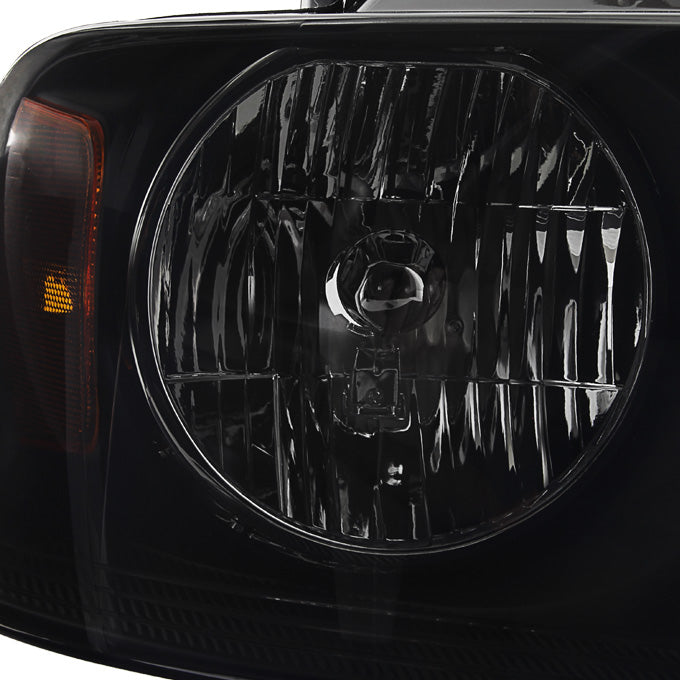 AKKON Black Smoke Headlights for 04-08 F150 & 06-08 Lincoln Mark LT - Replacement Pair (Left + Right)