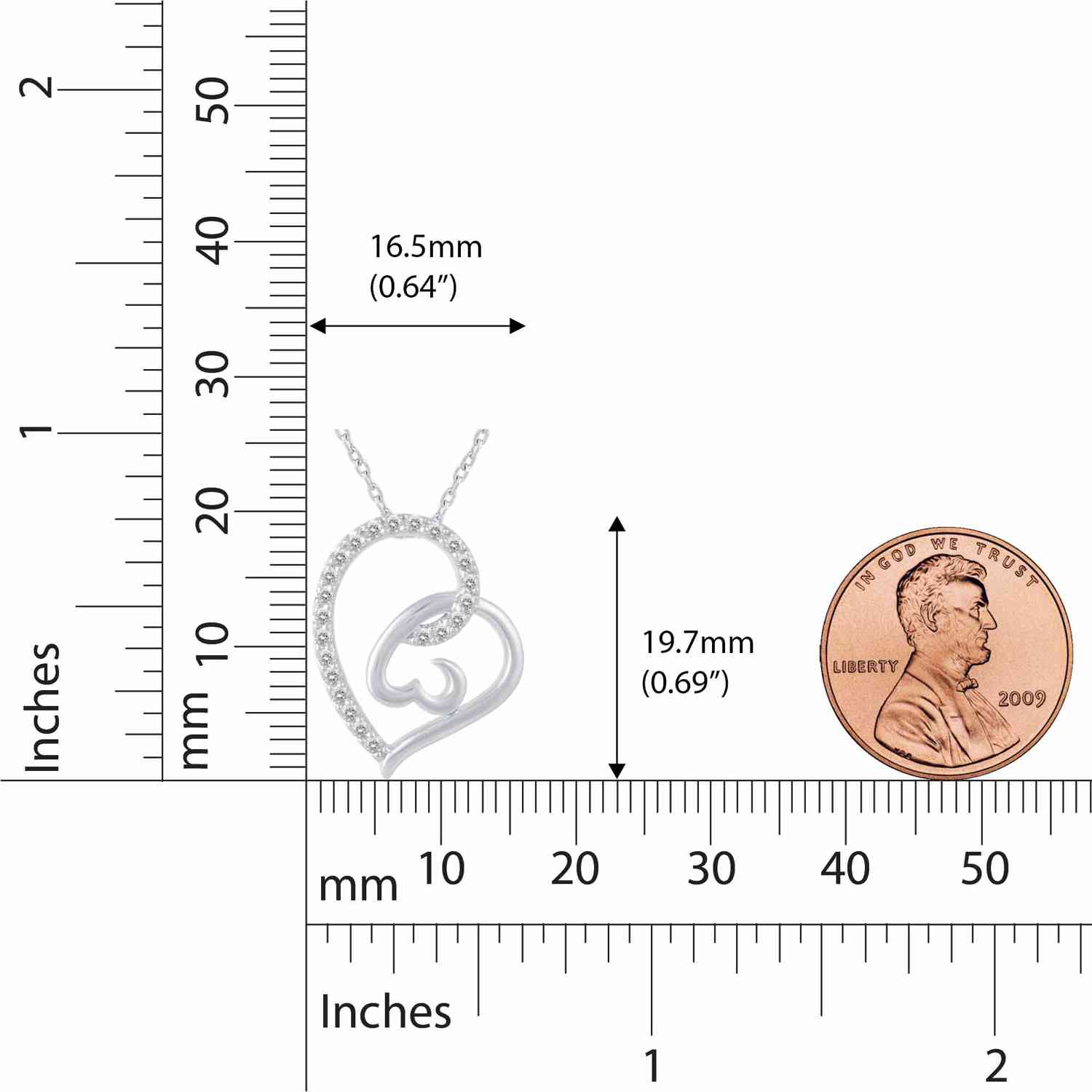 1/4 Cttw Diamond Double Wind Open Heart Pendant Necklace in 925 Sterling Silver