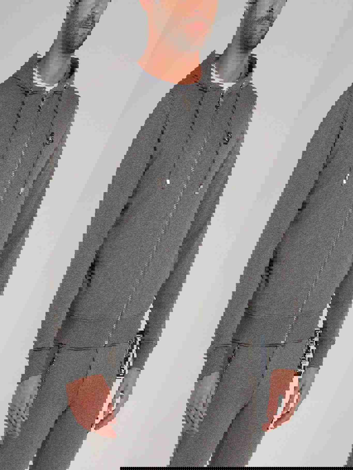 Grey Studded Skull Hoodie Sweatshirt by Philipp Plein