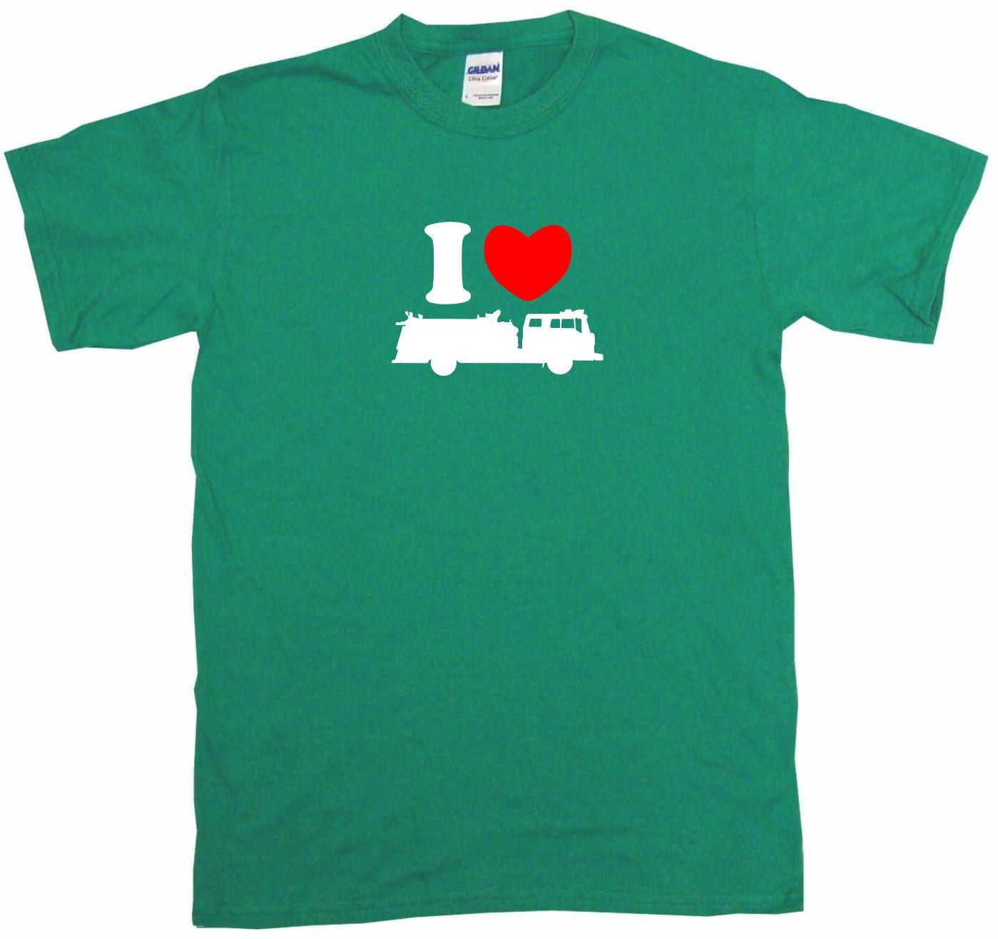 I Heart Love Fire Truck Silhouette Tee Shirt OR Hoodie Sweat