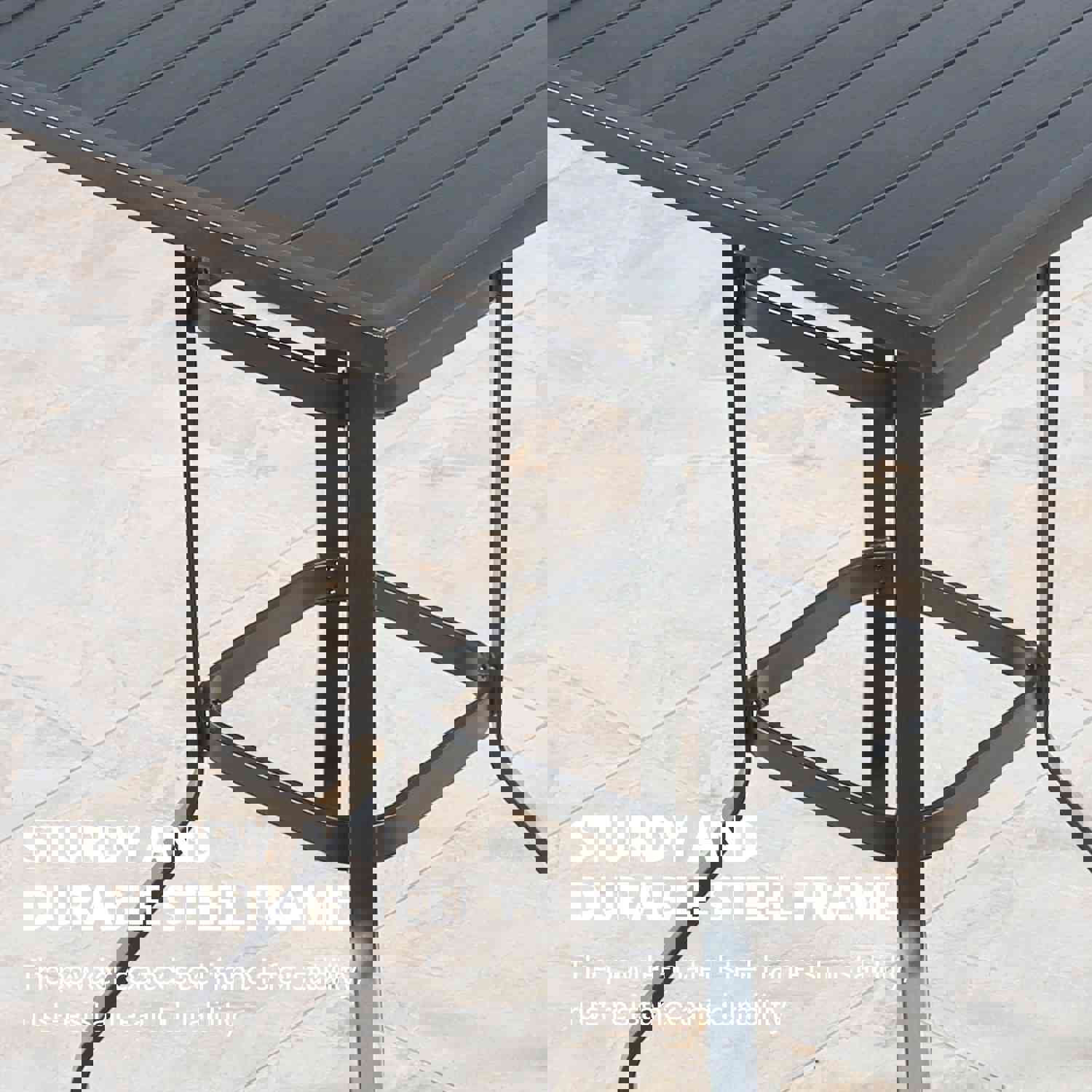 5-Piece Outdoor Patio Bar Set with Swivel Stools and Beige Cushions