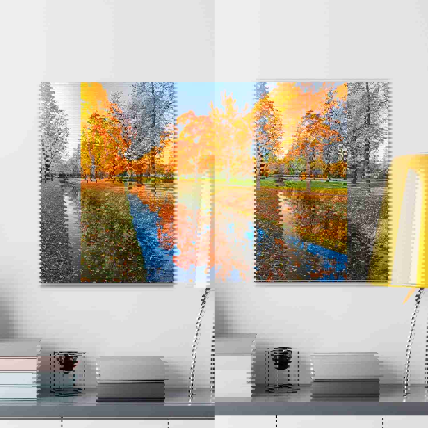 Obvodny Canal in Autumn Forest Floral Nature Photography Canvas Wall Art for Home Decor