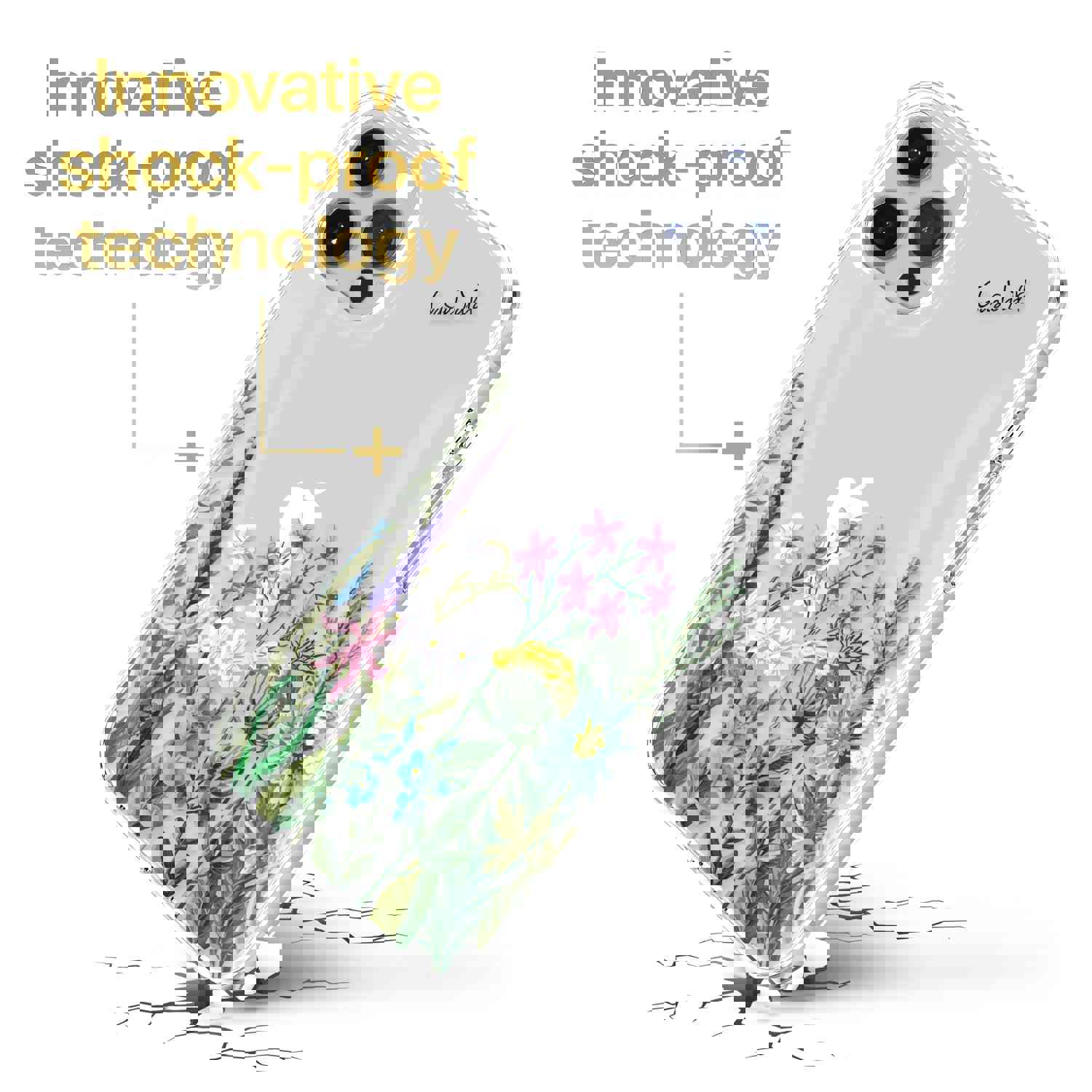 TPU Clear Case with Flower Bouquet Design for iPhone & Samsung Phones