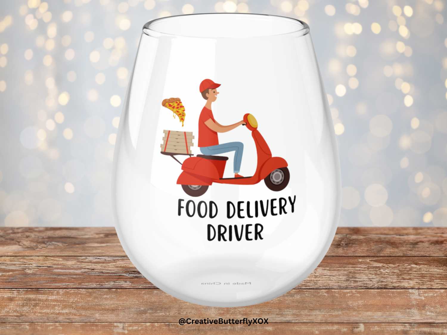 Food Delivery Driver Stemless Wine Glass - Unique Gift for Delivery Drivers