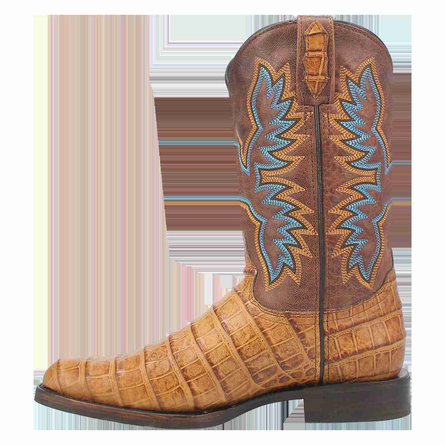 Dingo Tan Gator Print Trail Boss Round Toe Western Boots for Men