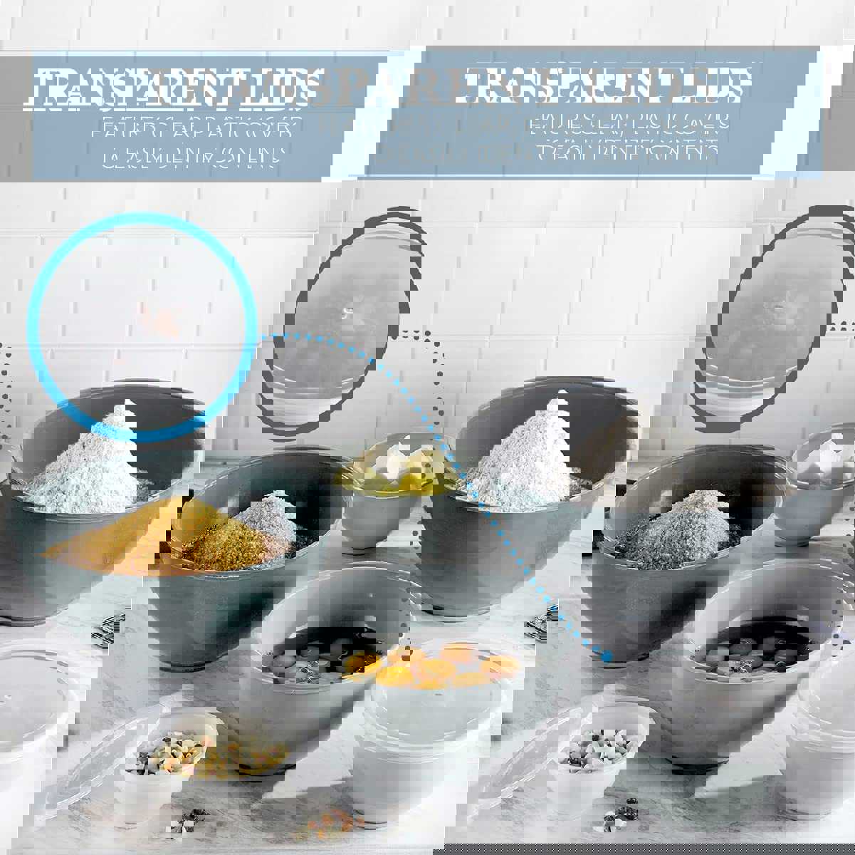 12 Piece Plastic Mixing Bowls Set with Lids - Microwave and Freezer Safe