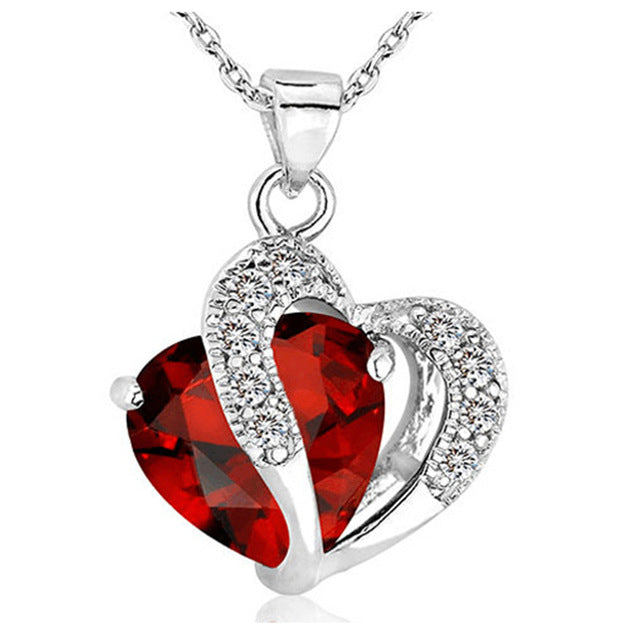 TOMTOSH Fashion Heart Crystal Pendant Necklace for Women - Trendy Romantic Jewelry Gift
