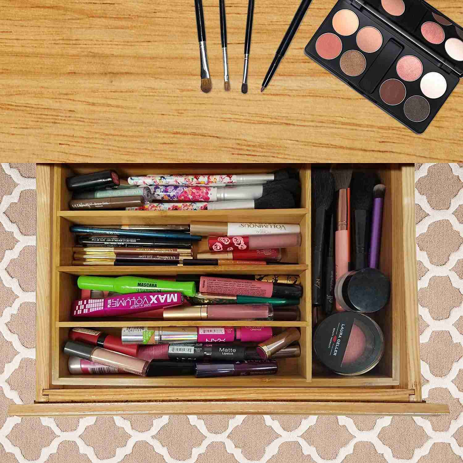 Bamboo Silverware and Utensil Drawer Organizer | Wooden Tray for Kitchen & Bathroom