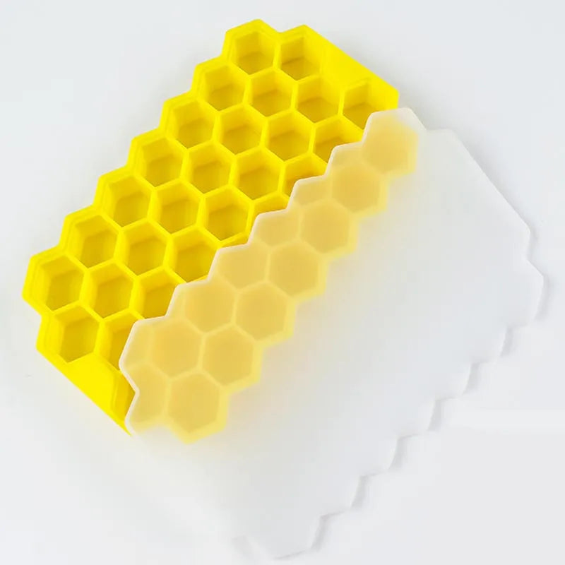 Honeycomb Ice Cube Trays Reusable Silicone Mold BPA Free with Removable Lids
