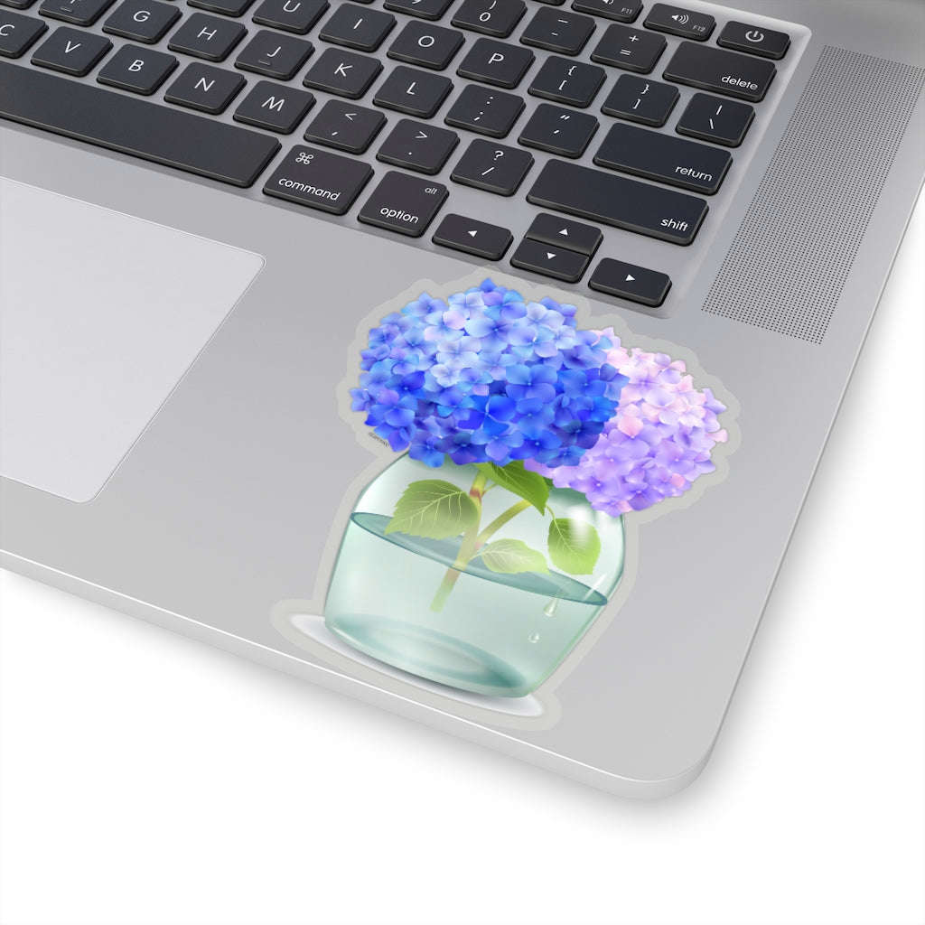 Hydrangea in Jar Sticker - Trendy Flower Decal for Laptop, Water Bottle, Tumbler, and Wall