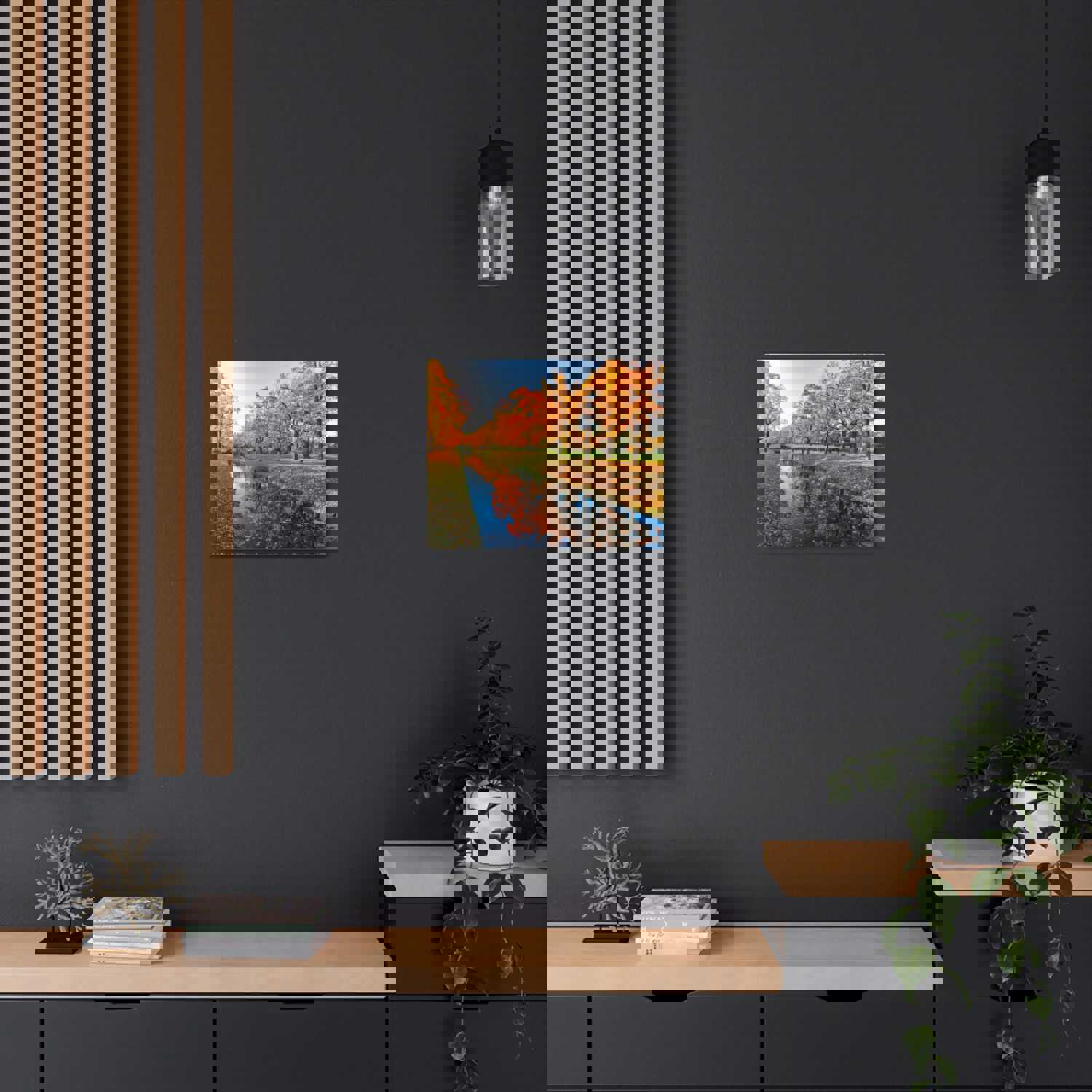 Obvodny Canal in Autumn Forest Floral Nature Photography Canvas Wall Art for Home Decor