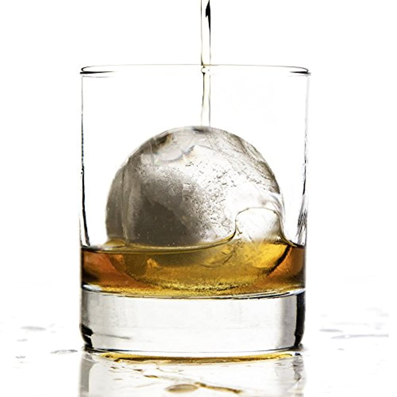 Glacio Round Ice Cube Molds - Whiskey Ice Sphere Maker - 2.5 Inch Ice Balls - 4 Pack