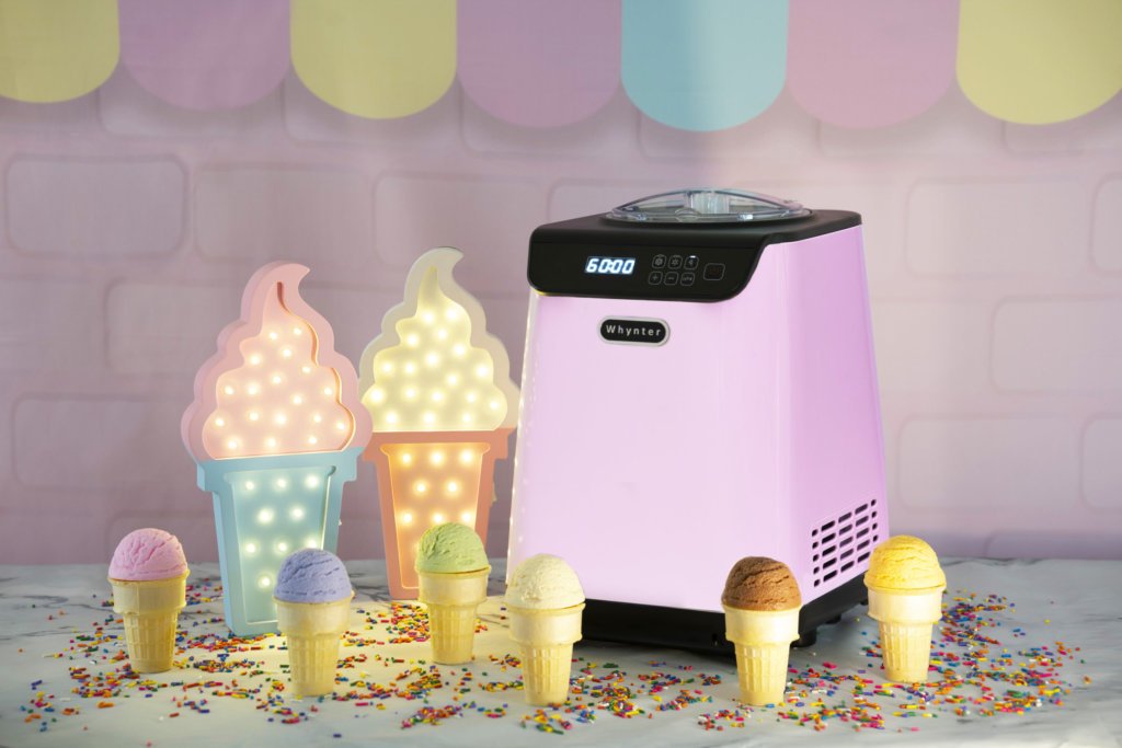 Whynter 1.28 Quart Compact Upright Automatic Ice Cream Maker with Stainless Steel Bowl - Limited Black Pink Edition