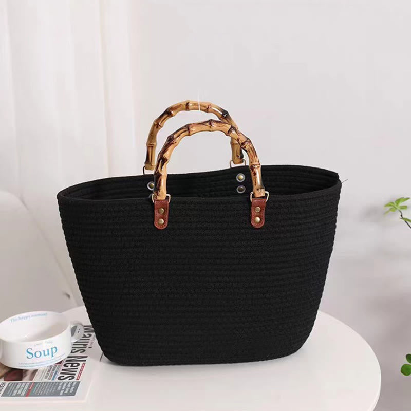 Limited Stock: Vintage Cotton Straw Tote Bag for Women - Large Capacity Handbag