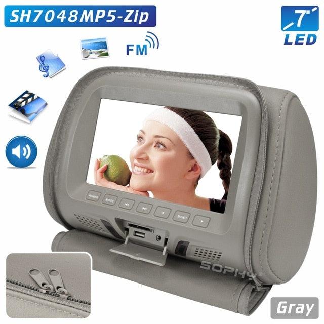 Universal 7 Inch Car Headrest MP4 Monitor with USB SD MP3 MP5 FM and Built-in Speakers