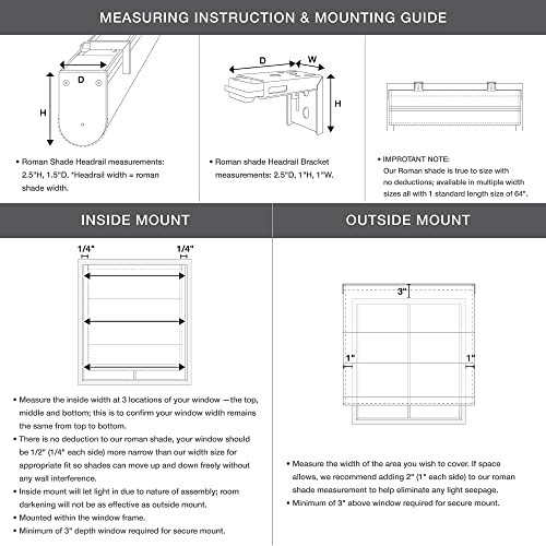 Madison Park Cordless Roman Shades - Como Ivory, 35x64, Room Darkening, Thermal Insulated