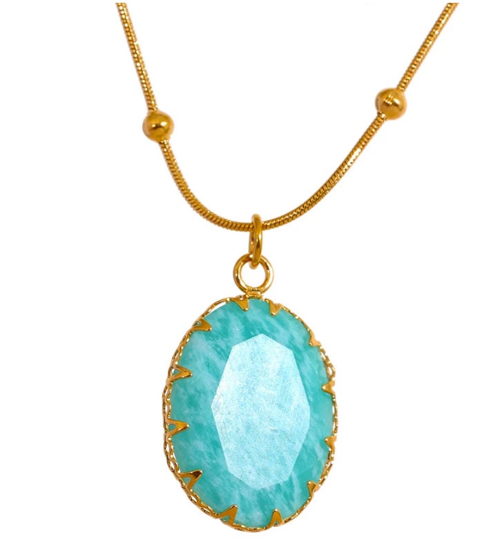 Aria Amazonite Necklace - Elegant Blue-Green Gemstone Pendant