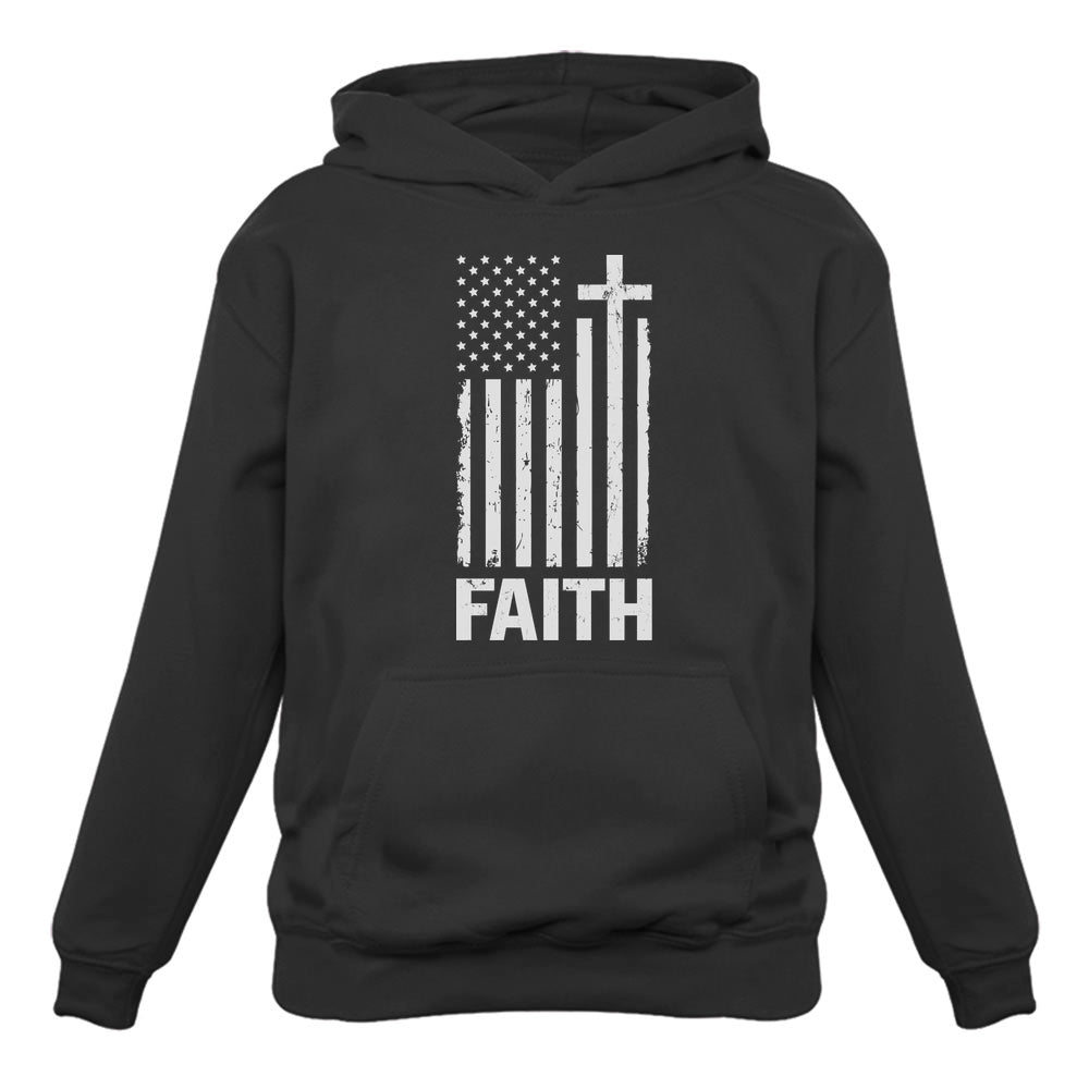 Christian Distressed White USA Flag Hoodie