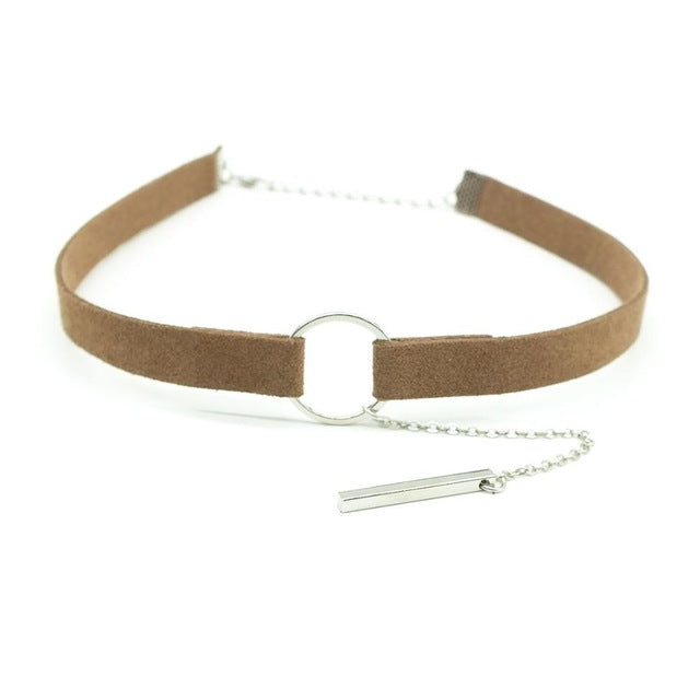 ZOEBER Black Brown Circle Velvet Choker Necklace - Gothic Women Fashion Collar