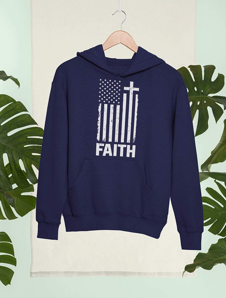 Christian Distressed White USA Flag Hoodie