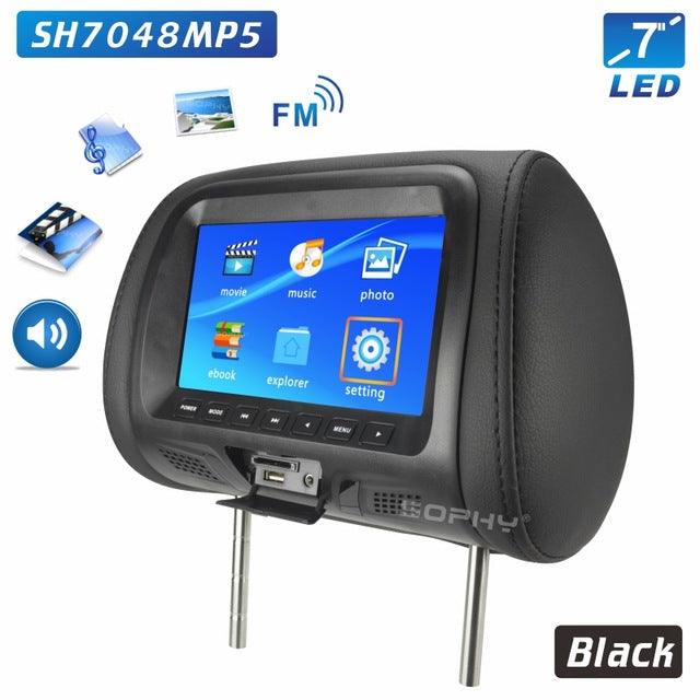 Universal 7 Inch Car Headrest MP4 Monitor with USB SD MP3 MP5 FM and Built-in Speakers