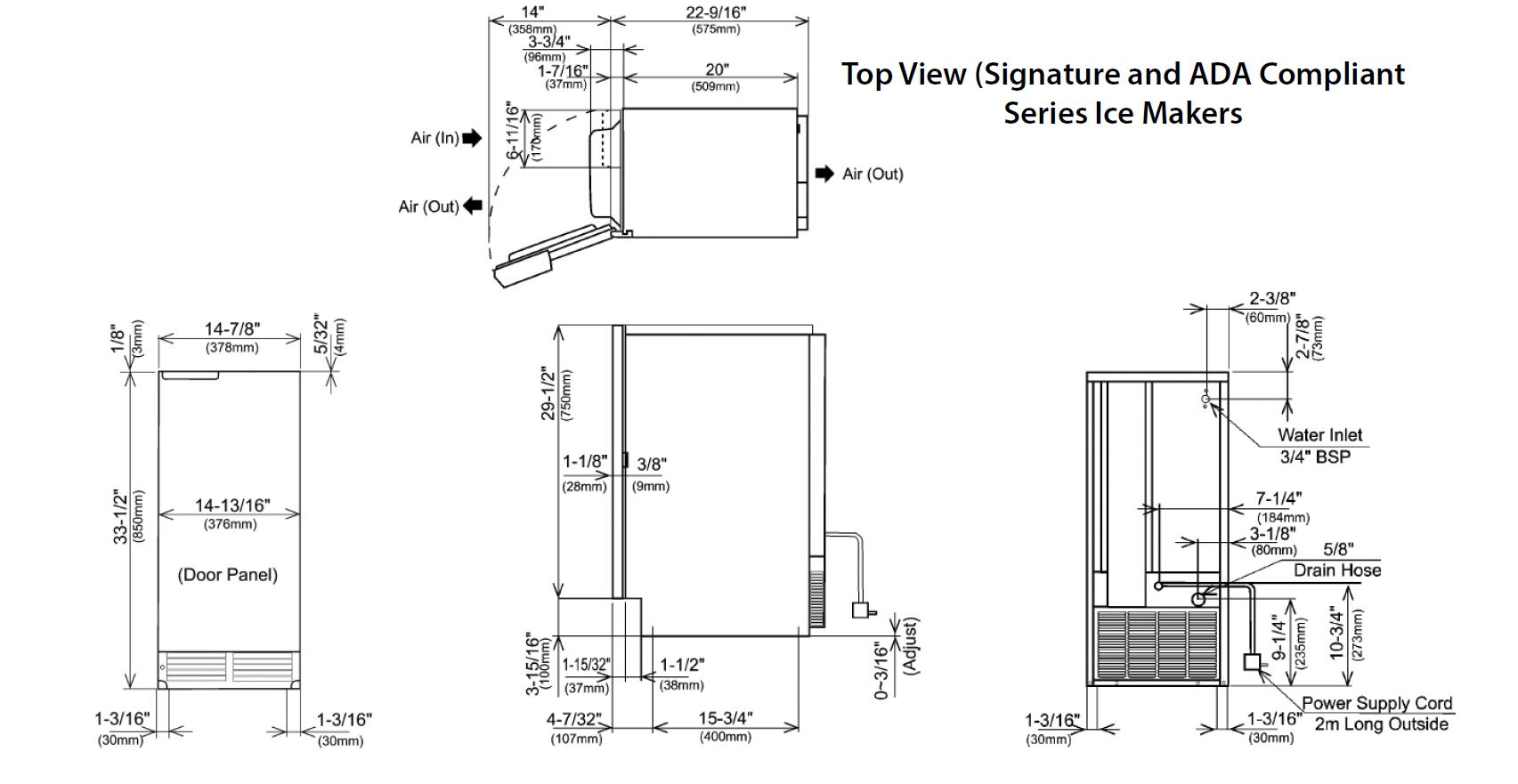 Perlick Series 15 Outdoor Built-In Ice Maker, 55 lbs. Daily Ice Production, Stainless Steel (H50IMS-L & H50IMS-R)