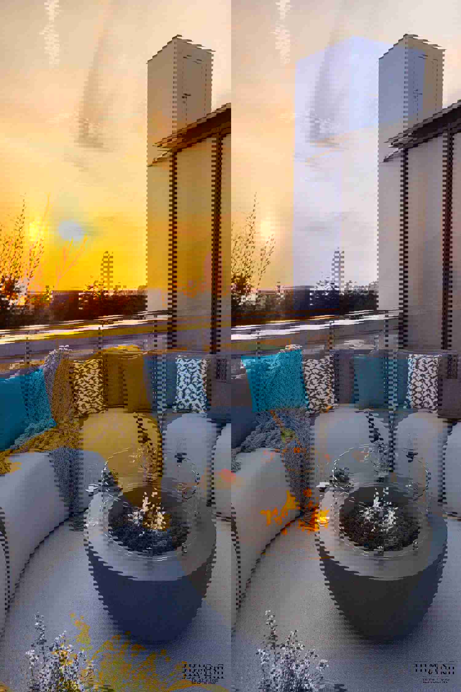 Lunar Bowl Concrete Round Fire Pit Table - Light Gray