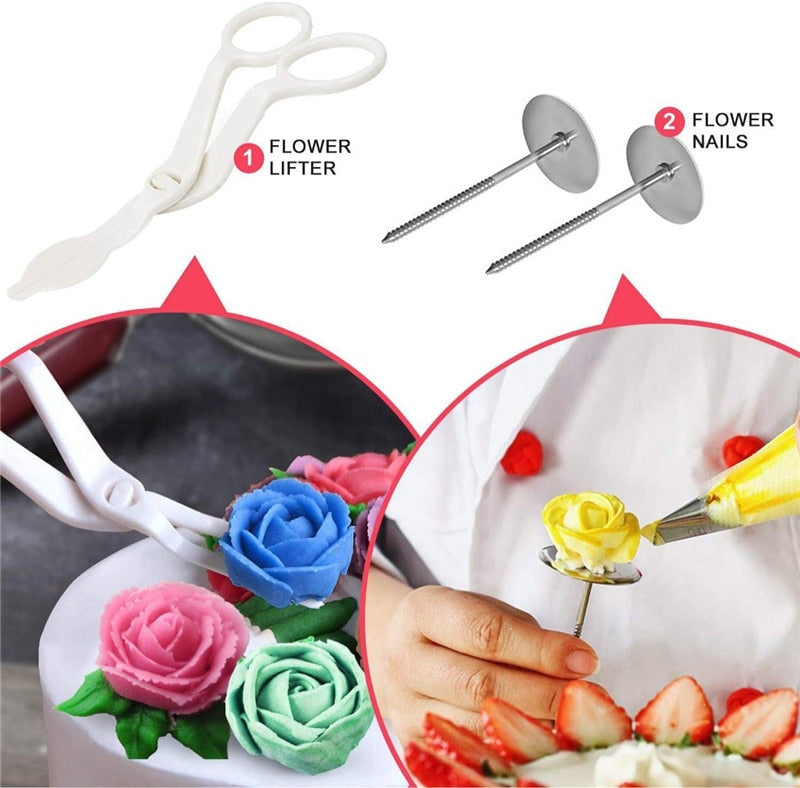 219 Piece Cake Decorating Tools Set with Stainless Steel Turntable and Accessories