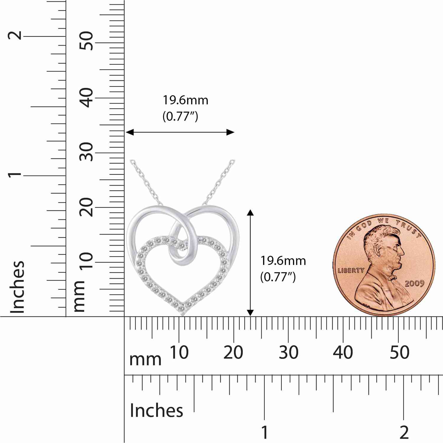 1/4 Cttw Diamond Twin Heart Pendant Necklace in 925 Sterling Silver