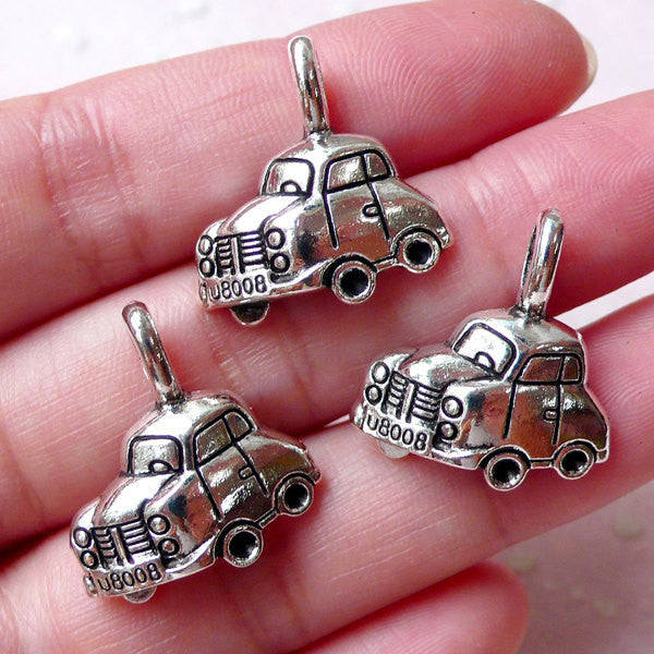 Tibetan Silver Toy Car Charms (3pcs, 20mm x 21mm) for Jewelry & Decor