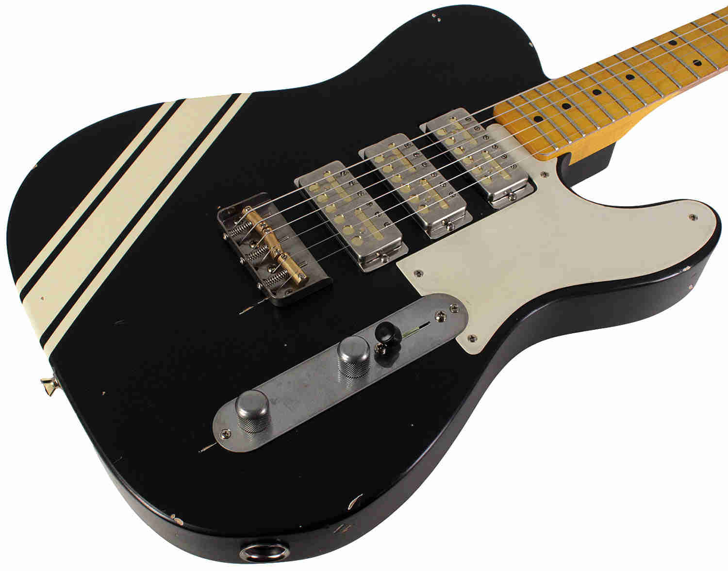 Nash GF-3 Gold Foil Guitar - Black with Competition Stripes & Light Aging