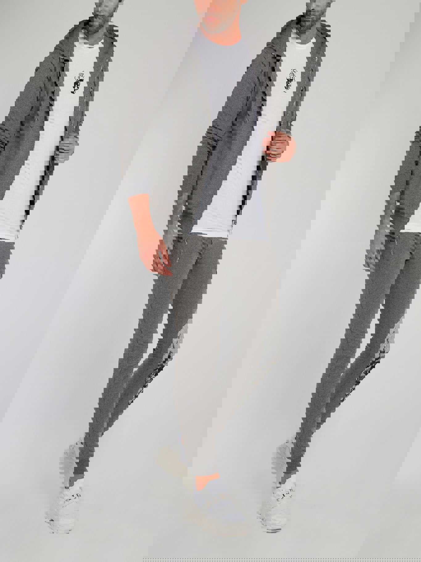 Grey Studded Skull Hoodie Sweatshirt by Philipp Plein