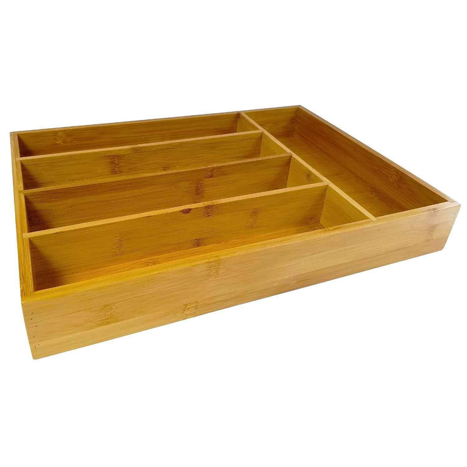 Bamboo Silverware and Utensil Drawer Organizer | Wooden Tray for Kitchen & Bathroom