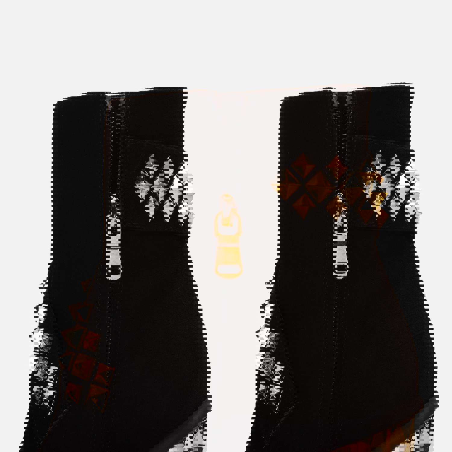 Metal Black Suede Leather Block Heel Women Boot