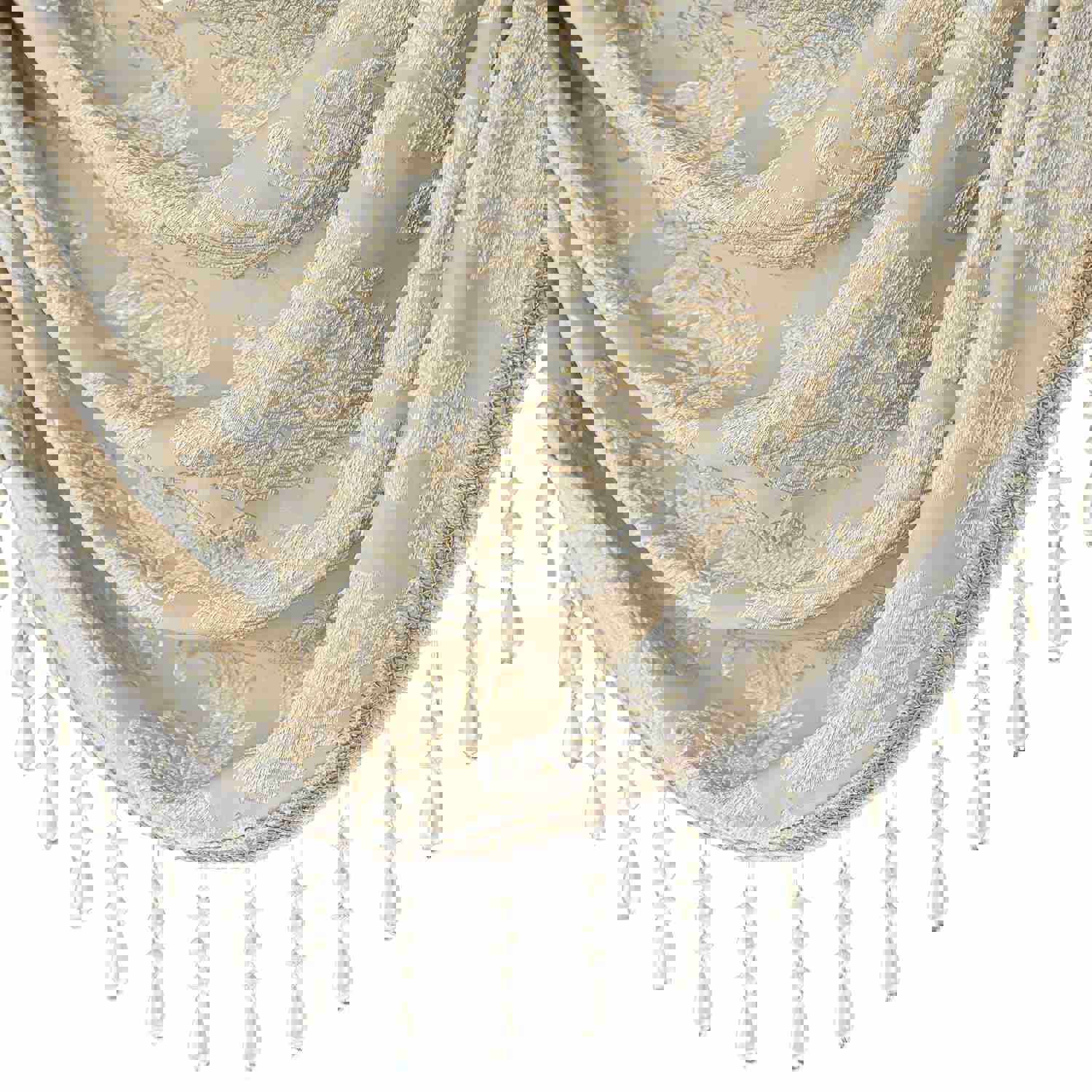 Alps Swag Valance - Beige with White Damask Patterns