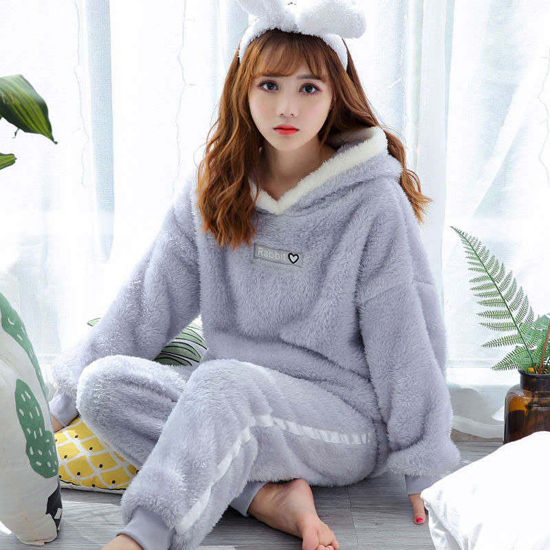 Winter Thick Warm Flannel Pajamas Sets for Women