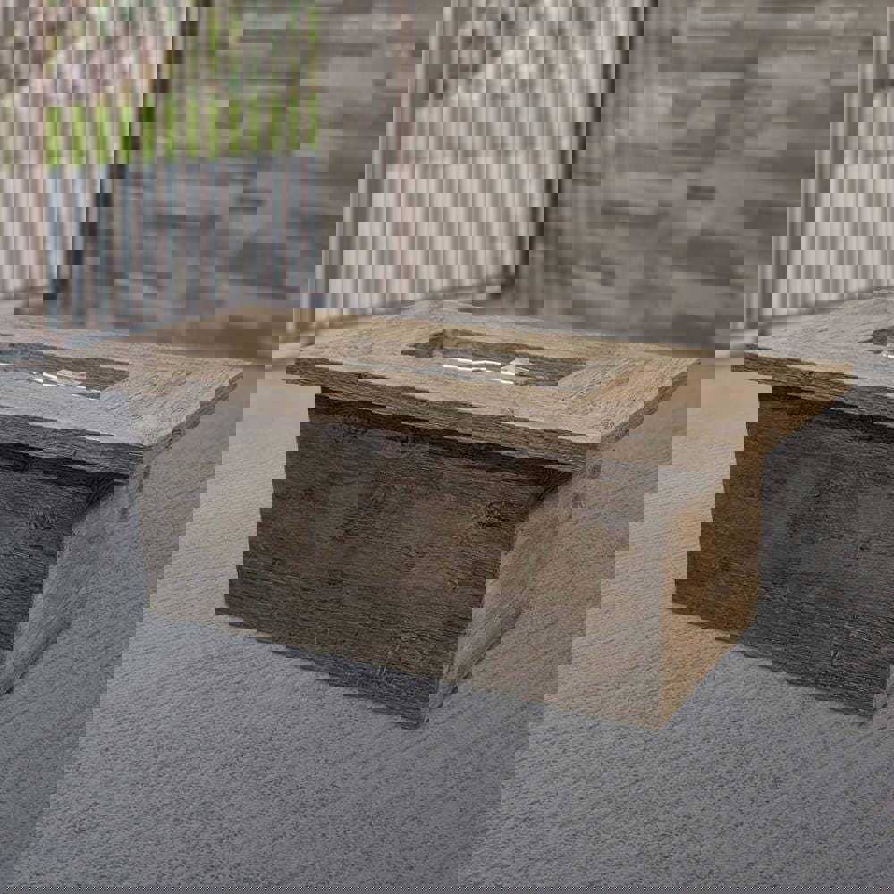 Top Fires Grove 60-Inch Rectangular Wood Grain GFRC Gas Fire Pit Table