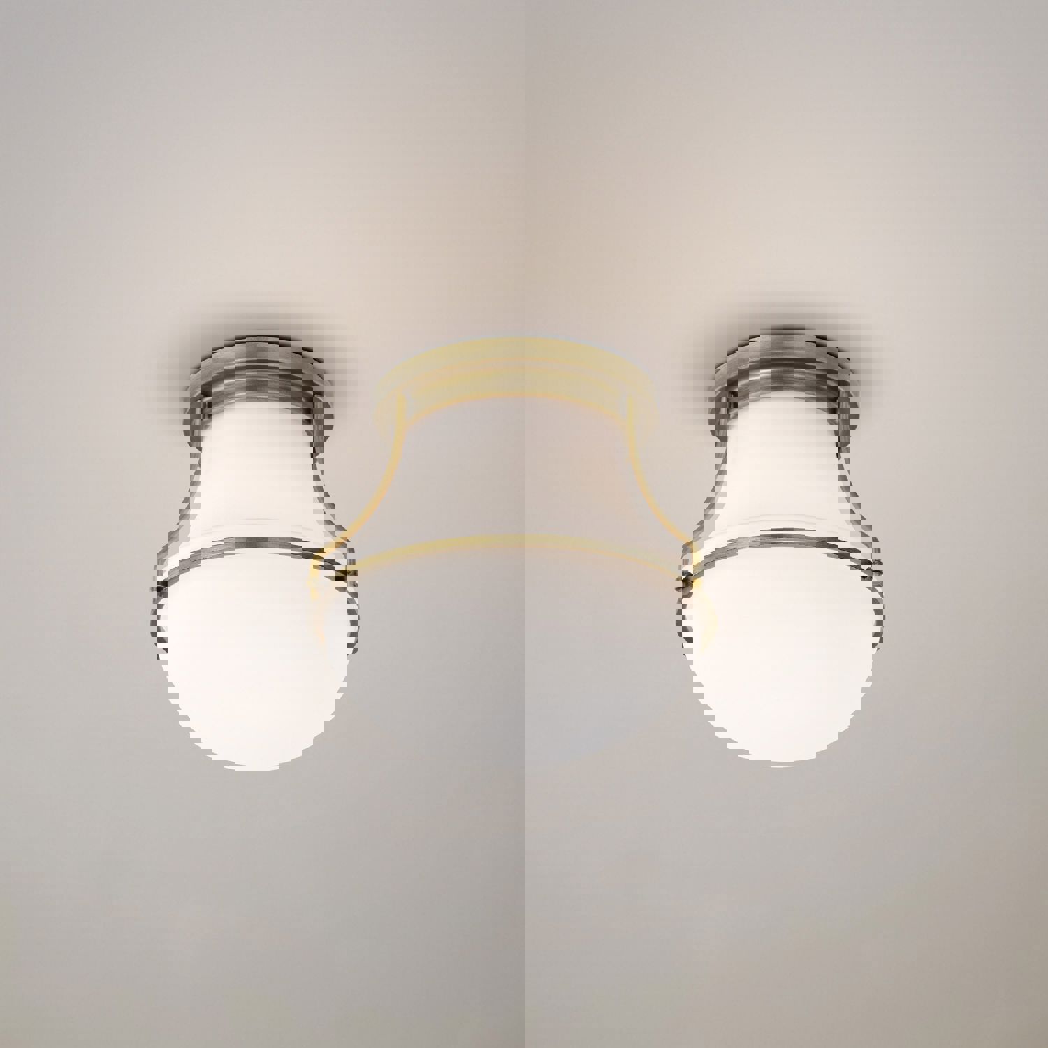 SATCO/NUVO Valdora 1 Light Flush Mount 10 Inch Natural Brass Finish White Opal Glass (60-7860)