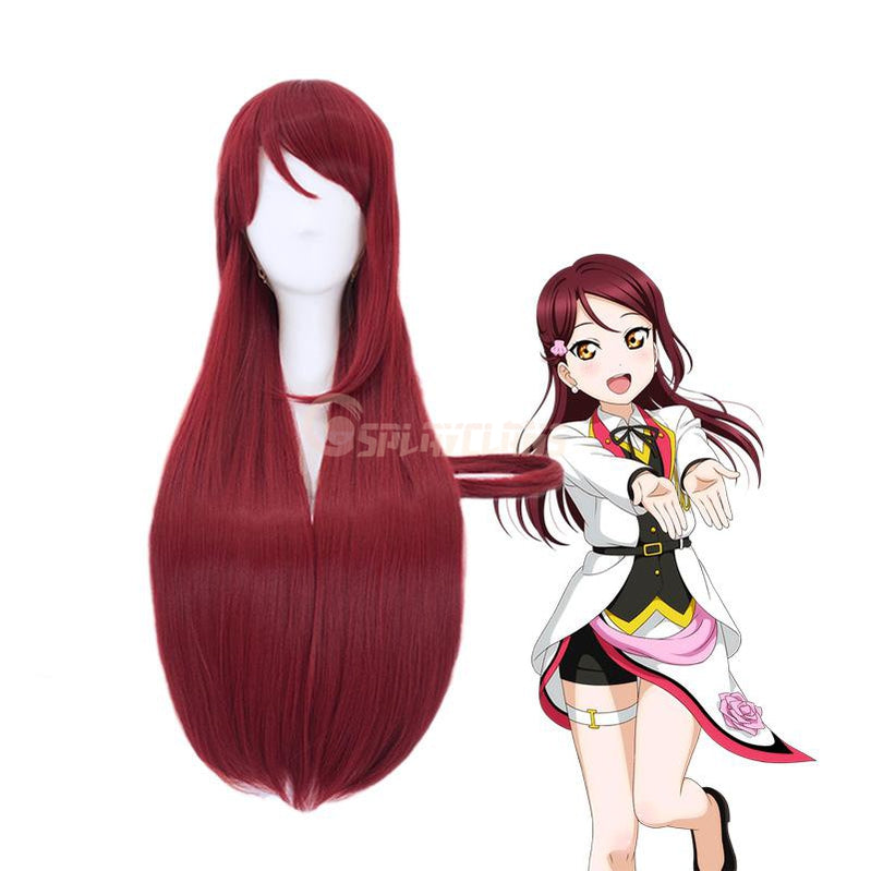 Anime LoveLive!Sunshine!! Sakurauchi Riko Long Wine Red Cosplay Wig