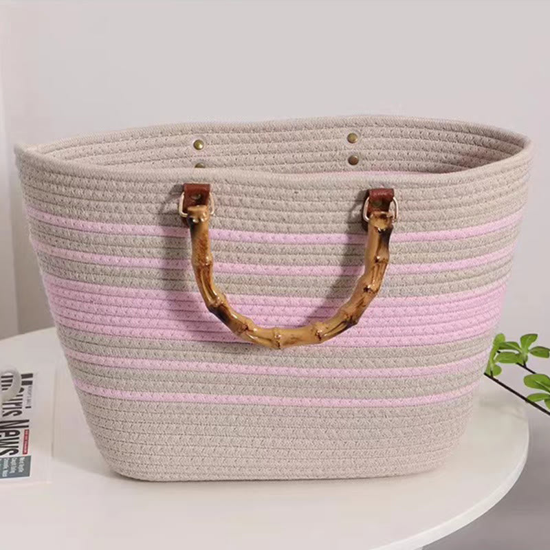 Limited Stock: Vintage Cotton Straw Tote Bag for Women - Large Capacity Handbag