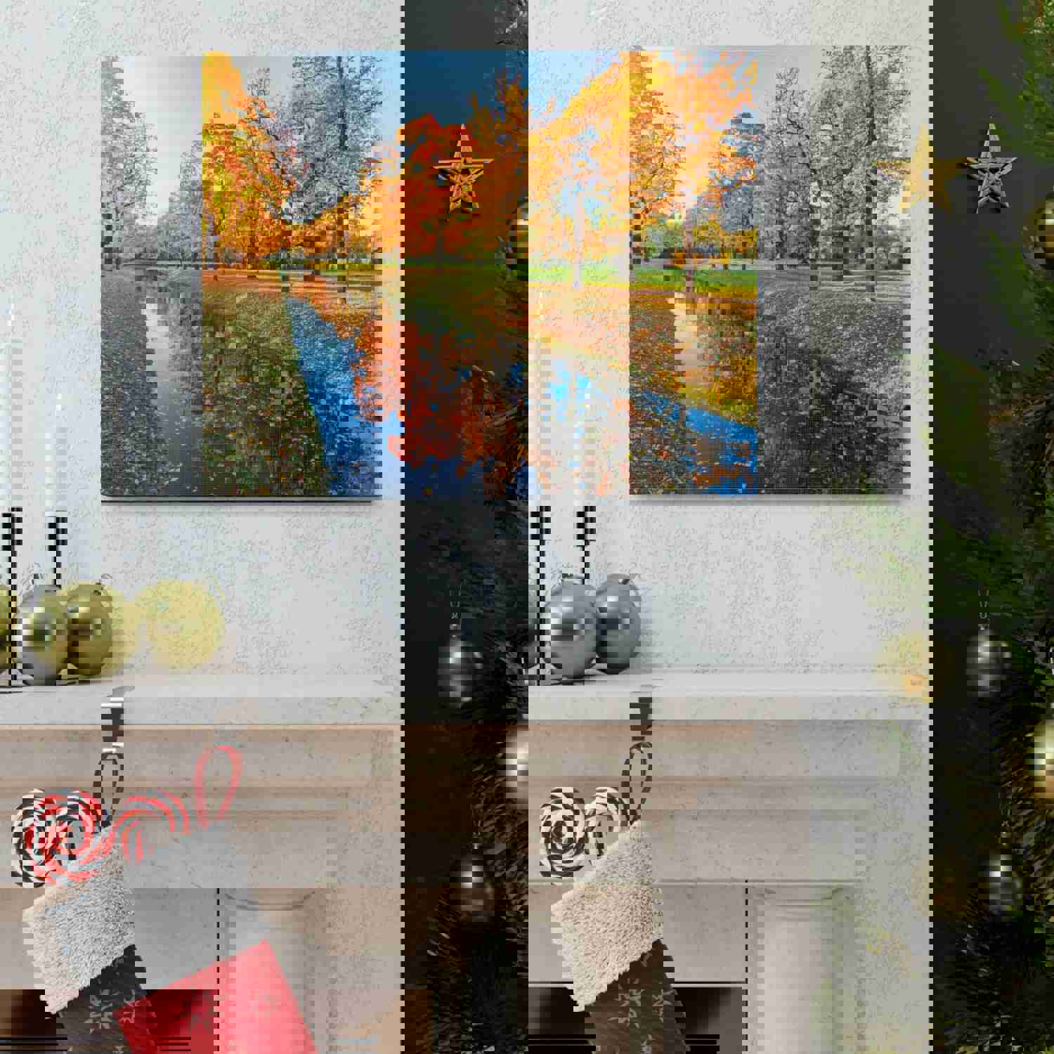 Obvodny Canal in Autumn Forest Floral Nature Photography Canvas Wall Art for Home Decor