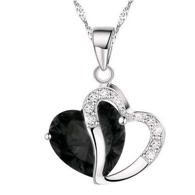 TOMTOSH Fashion Heart Crystal Pendant Necklace for Women - Trendy Romantic Jewelry Gift