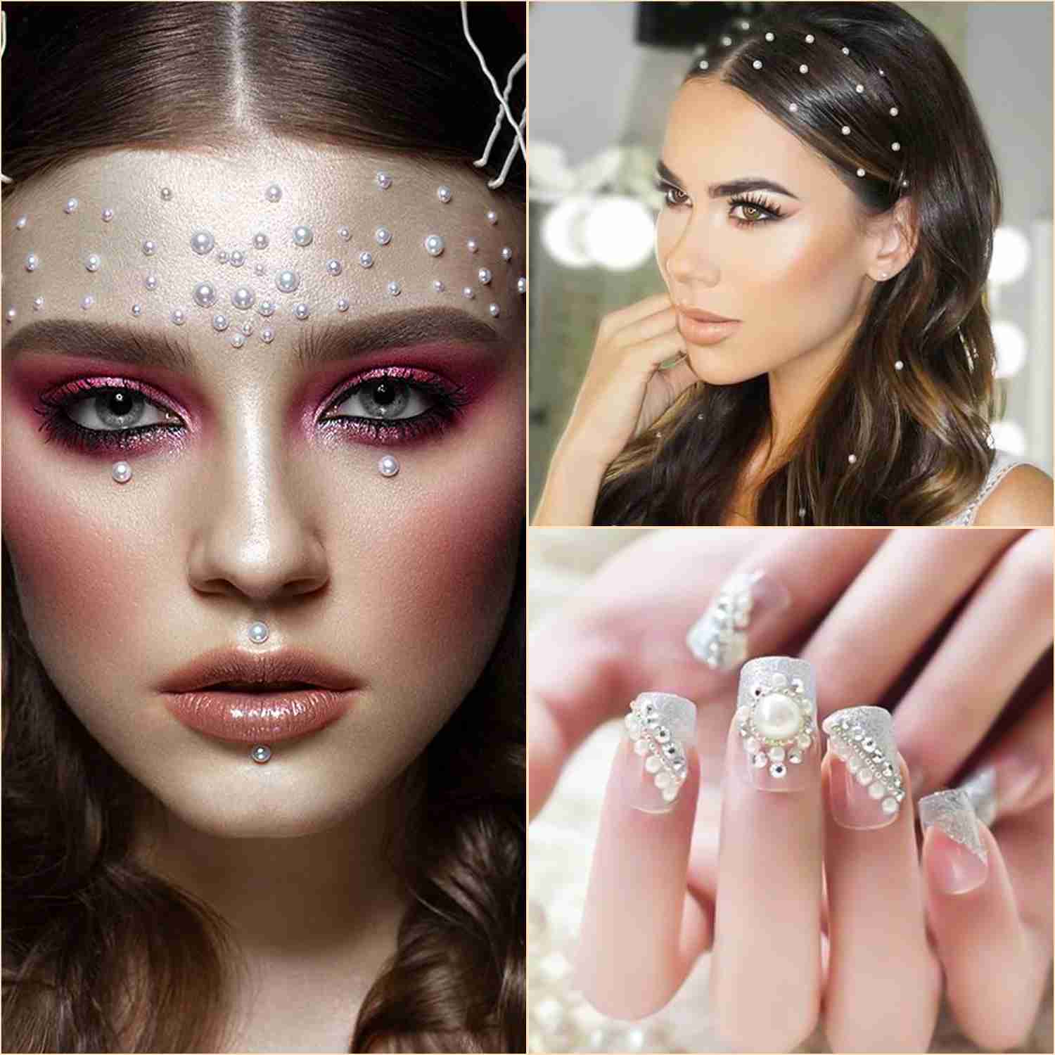 2475 PCS Pearl Stickers Self Adhesive, Nicpro 4 Size Stick On Makeup Pearl Gem White Jewel Decor for Face, Body, Nail, Hair, Phone Art Craft Scrapbooking Embellishments